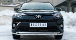 Защита переднего бампера (2 трубыØ42 мм, нержавейка) SLITKOFF Toyota (Тойота) RAV4 (рав)  XA40 (2015-2019) XA40 5 дв. рестайлинг