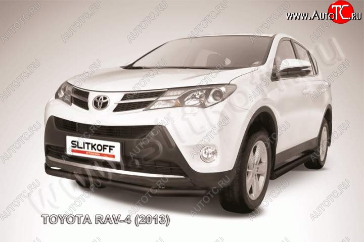 8 349 р. Защита переднего бампер Slitkoff  Toyota RAV4  XA40 (2012-2015) 5 дв. дорестайлинг (Цвет: серебристый)  с доставкой в г. Королёв