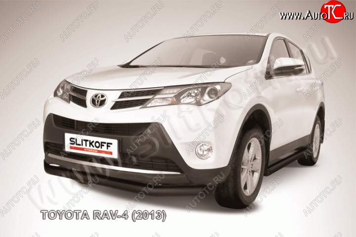 8 599 р. Защита переднего бампер Slitkoff Toyota RAV4 XA40 5 дв. дорестайлинг (2012-2015) (Цвет: серебристый)  с доставкой в г. Королёв