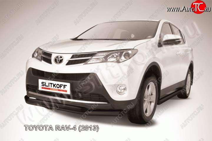 10 249 р. Защита переднего бампер Slitkoff  Toyota RAV4  XA40 (2012-2015) 5 дв. дорестайлинг (Цвет: серебристый)  с доставкой в г. Королёв