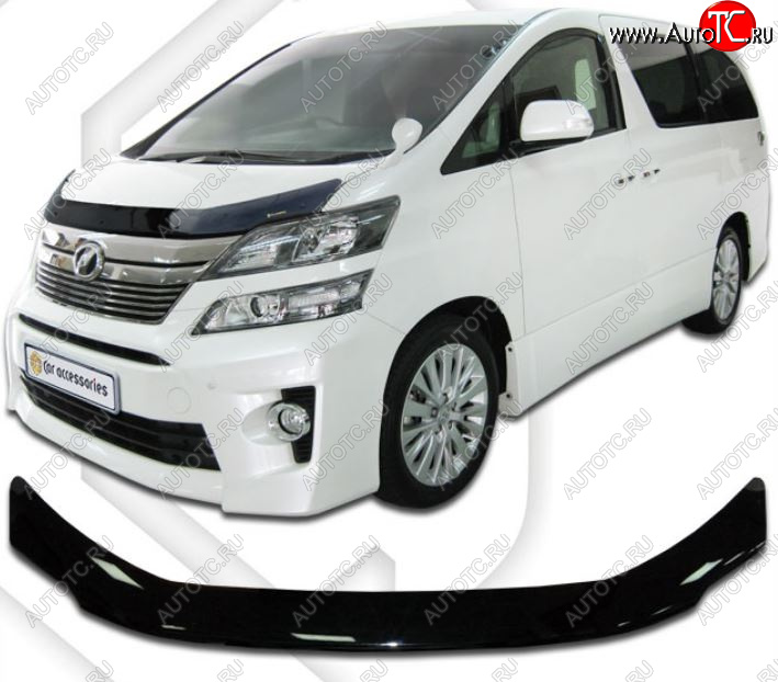 2 099 р. Дефлектор капота CA-Plastiс  Toyota Vellfire (2008-2015) (Classic черный, Без надписи)  с доставкой в г. Королёв