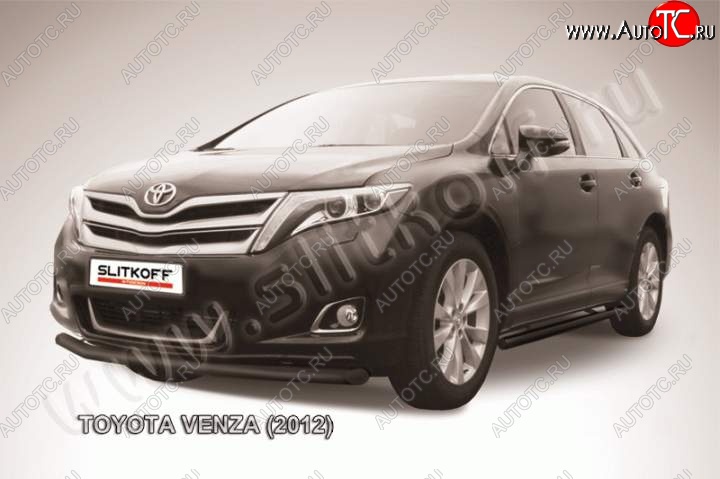 10 199 р. Защита переднего бампер Slitkoff  Toyota Venza  GV10 (2012-2016) рестайлинг (Цвет: серебристый)  с доставкой в г. Королёв