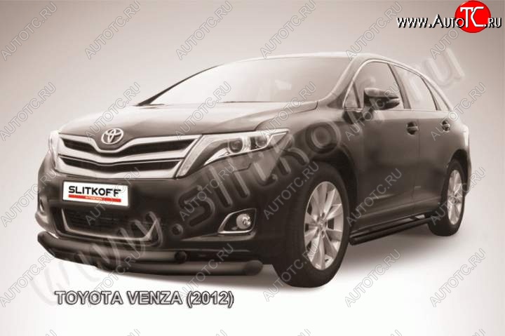 12 399 р. Защита переднего бампера d76+d57 Slitkoff  Toyota Venza  GV10 (2012-2016) рестайлинг (Цвет: серебристый)  с доставкой в г. Королёв