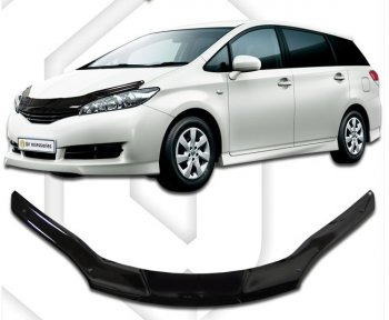 2 099 р. Дефлектор капота CA-Plastic Toyota Wish XE20 дорестайлинг (2009-2012) (серия Classic черный, Без надписи)  с доставкой в г. Королёв. Увеличить фотографию 2