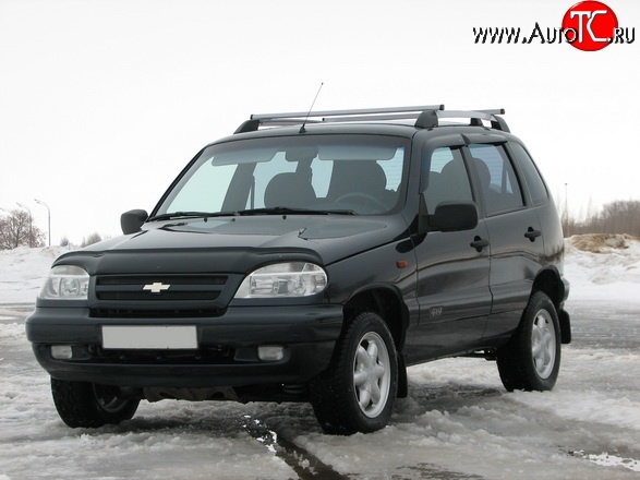 5 299 р. Рейлинги АПС L Chevrolet Niva 2123 дорестайлинг (2002-2008) (Башмак черный, рейлинг серый)  с доставкой в г. Королёв