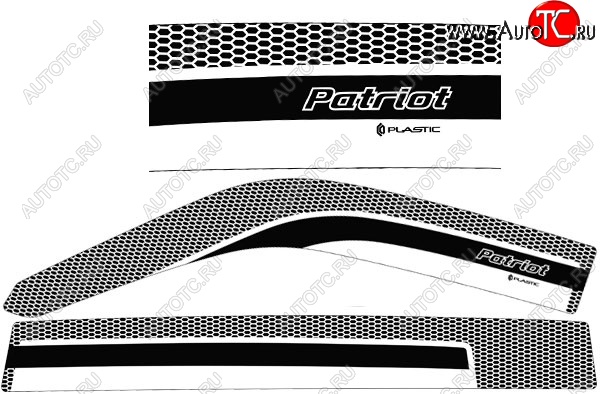 2 289 р. Дефлектора окон CA-Plastic  Уаз Патриот ( 3163 5-дв.,  3163 5 дв.) (2014-2025) 1-ый рестайлинг, 2-ой рестайлинг (Серия Art белая, Без хром.молдинга)  с доставкой в г. Королёв