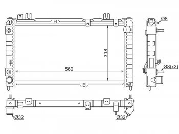 Радиатор двигателя (трубчатый, МКПП/АКПП) SAT Лада Калина 1117 универсал (2004-2013)