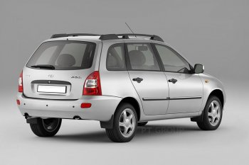 5 299 р. Рейлинги Petroil Tuning Усиленные Лада Калина 1117 универсал (2004-2013) (Черный муар, крыша с ребром жесткости)  с доставкой в г. Королёв. Увеличить фотографию 3