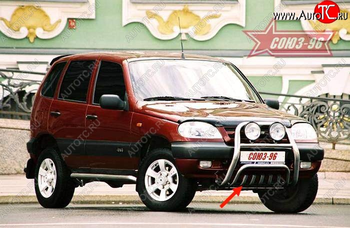 10 124 р. Защита переднего бампера Souz-96 (d60) Chevrolet Niva 2123 дорестайлинг (2002-2008)  с доставкой в г. Королёв