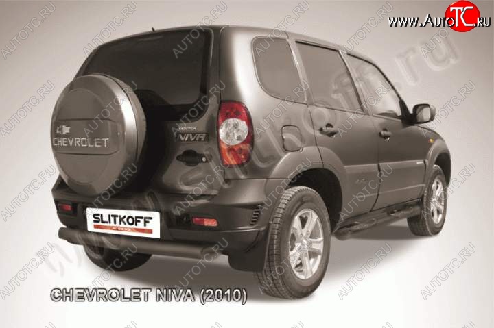 6 399 р. Защита задняя Slitkoff Slitkoff (d76, черная) Chevrolet Niva 2123 рестайлинг (2009-2020) (Цвет: серебристый)  с доставкой в г. Королёв