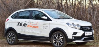 11 499 р. Защита переднего бампера одинарная из трубы d51 мм Cross Petroil Tuning Лада XRAY (2016-2022) (Нержавеющая полированная сталь)  с доставкой в г. Королёв. Увеличить фотографию 2