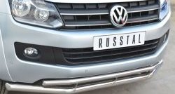 20 599 р. Защита переднего бампера (2 трубыØ63 и 42 мм, нержавейка) SLITKOFF Volkswagen Amarok дорестайлинг (2009-2016)  с доставкой в г. Королёв. Увеличить фотографию 2