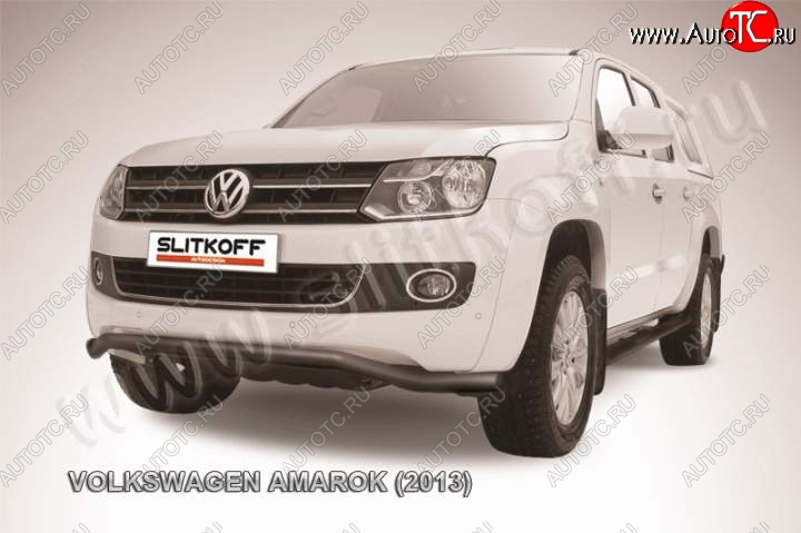 12 399 р. Защита переднего бампер Slitkoff Volkswagen Amarok дорестайлинг (2009-2016) (Цвет: серебристый)  с доставкой в г. Королёв