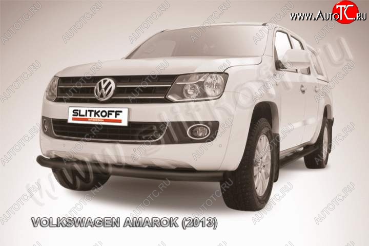 13 299 р. Защита переднего бампер Slitkoff Volkswagen Amarok дорестайлинг (2009-2016) (Цвет: серебристый)  с доставкой в г. Королёв