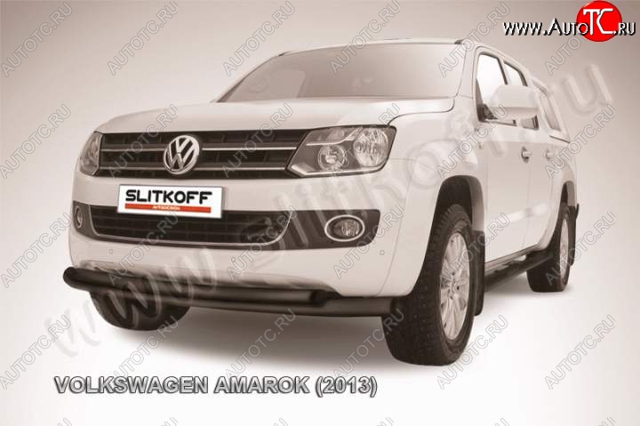 17 799 р. Защита переднего бампер Slitkoff Volkswagen Amarok дорестайлинг (2009-2016) (Цвет: серебристый)  с доставкой в г. Королёв