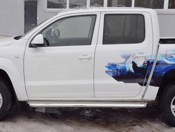 43 999 р. Порожки для ног (Ø63 мм) SLITKOFF Volkswagen Amarok рестайлинг (2016-2022) (Лист нержавейка, профиль нержавейка)  с доставкой в г. Королёв. Увеличить фотографию 2