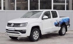 18 549 р. Защита переднего бампера (2 трубыØ63 мм, нержавейка) SLITKOFF Volkswagen Amarok рестайлинг (2016-2022)  с доставкой в г. Королёв. Увеличить фотографию 2