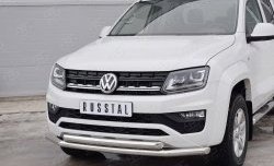 18 549 р. Защита переднего бампера (2 трубыØ63 мм, нержавейка) SLITKOFF Volkswagen Amarok рестайлинг (2016-2022)  с доставкой в г. Королёв. Увеличить фотографию 3