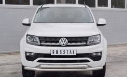 18 549 р. Защита переднего бампера (2 трубыØ63 мм, нержавейка) SLITKOFF Volkswagen Amarok рестайлинг (2016-2022)  с доставкой в г. Королёв. Увеличить фотографию 1