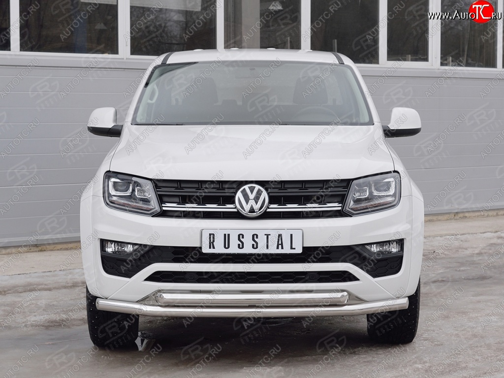 18 549 р. Защита переднего бампера (2 трубыØ63 мм, нержавейка) SLITKOFF Volkswagen Amarok рестайлинг (2016-2022)  с доставкой в г. Королёв