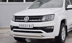 21 899 р. Защита переднего бампера (2 трубыØ63 и 75х42 мм, нержавейка) Russtal Volkswagen Amarok рестайлинг (2016-2022)  с доставкой в г. Королёв. Увеличить фотографию 3