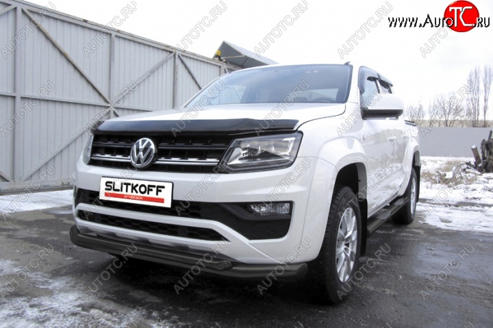 14 999 р. Защита переднего бампер Slitkoff  Volkswagen Amarok (2016-2022) рестайлинг (Цвет: серебристый)  с доставкой в г. Королёв