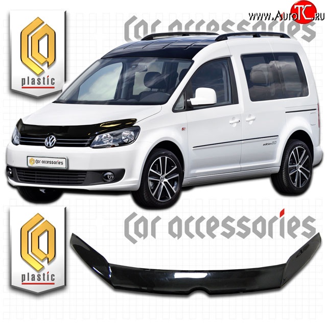 2 099 р. Дефлектор капота (левый руль) CA-Plastic  Volkswagen Caddy  2K (2010-2015) рестайлинг (Classic черный, Без надписи)  с доставкой в г. Королёв