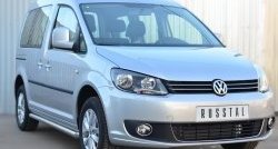 14 849 р. Защита порогов из круглой трубы диаметром 63 мм (рестайлинг) Russtal Volkswagen Caddy 2K дорестайлинг (2003-2010) (Защита порогов с со скосами на торцах (вариант 1))  с доставкой в г. Королёв. Увеличить фотографию 4