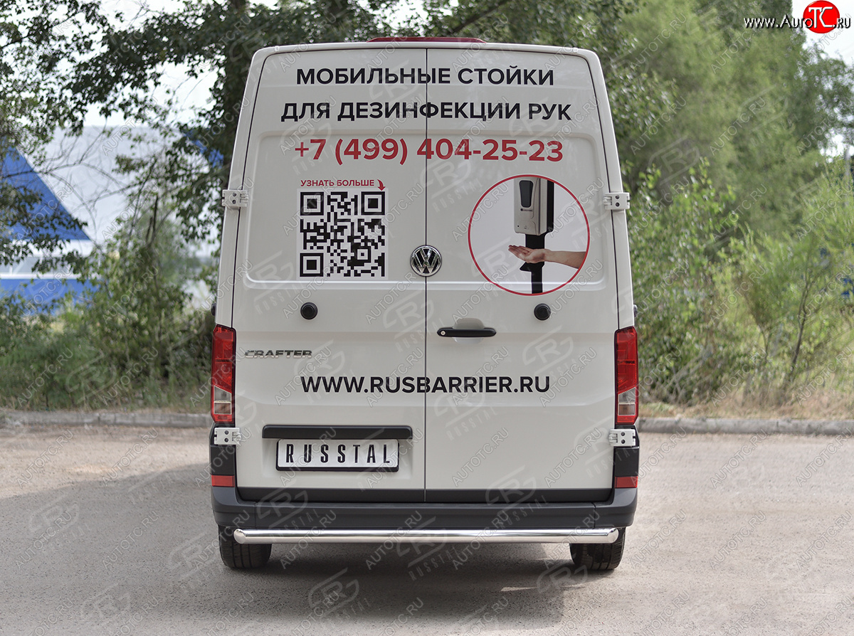 13 499 р. Защита заднего бампера (Ø63 мм, нержавейка) SLITKOFF Volkswagen Crafter 2 (2017-2024)  с доставкой в г. Королёв