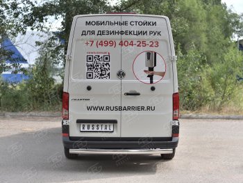 13 399 р. Защита заднего бампера (Ø75х42 мм, нержавейка) Russtal Volkswagen Crafter 2 (2017-2024)  с доставкой в г. Королёв. Увеличить фотографию 2