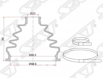 Пыльник ШРУСа (наружный) SAT Volkswagen (Волксваген) Passat (Пассат) ( B5,  B5.5) (1996-2005) B5, B5.5 седан дорестайлинг, универсал дорестайлинг, седан рестайлинг, универсал рестайлинг