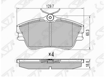 Комплект передних тормозных колодок SAT (R15) Volkswagen Caravelle T4 рестайлинг (1995-2003)