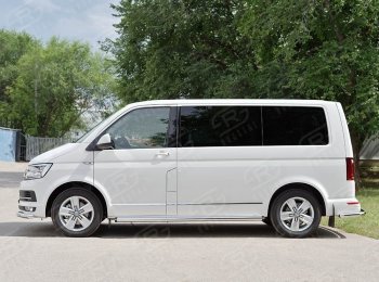 13 999 р. Правая защита порога SLITKOFF из круглой трубы диаметром 63 мм SLITKOFF Volkswagen Caravelle T6 дорестайлинг (2015-2019)  с доставкой в г. Королёв. Увеличить фотографию 2