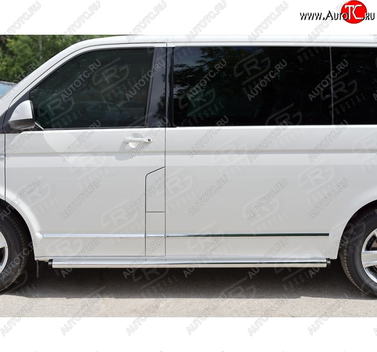 13 999 р. Правая защита порога SLITKOFF из круглой трубы диаметром 63 мм SLITKOFF Volkswagen Caravelle T6 дорестайлинг (2015-2019)  с доставкой в г. Королёв