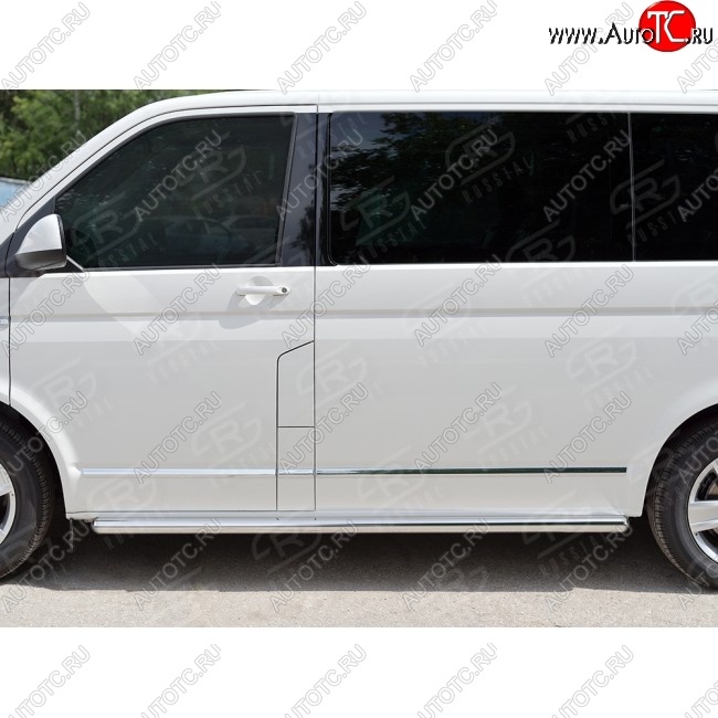 14 999 р. Правая защита порогов SLITKOFF из круглой трубы диаметром 63 мм v3 Volkswagen Caravelle T6 дорестайлинг (2015-2019)  с доставкой в г. Королёв