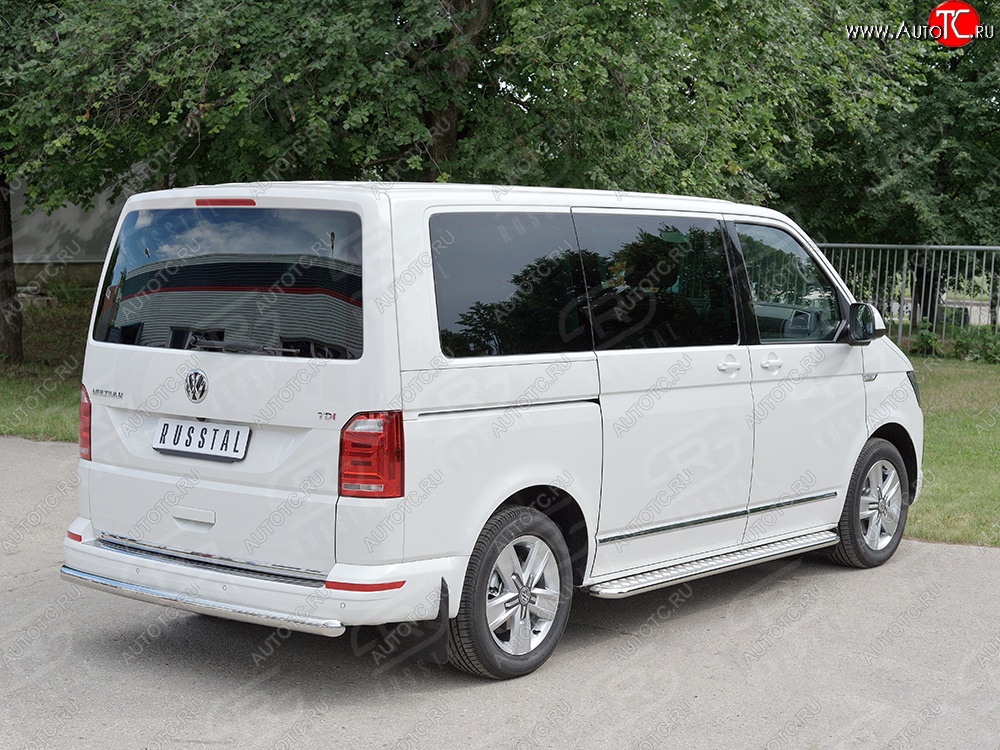 17 499 р. Защита заднего бампера (Ø63 мм, нержавейка, длинная база) SLITKOFF Volkswagen Caravelle T6 дорестайлинг (2015-2019)  с доставкой в г. Королёв