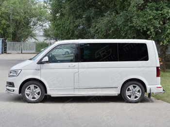 15 999 р. Правая широкая защита порогов SLITKOFF из круглой трубы d63 мм v2 Volkswagen Transporter T6 дорестайлинг (2015-2019)  с доставкой в г. Королёв. Увеличить фотографию 2