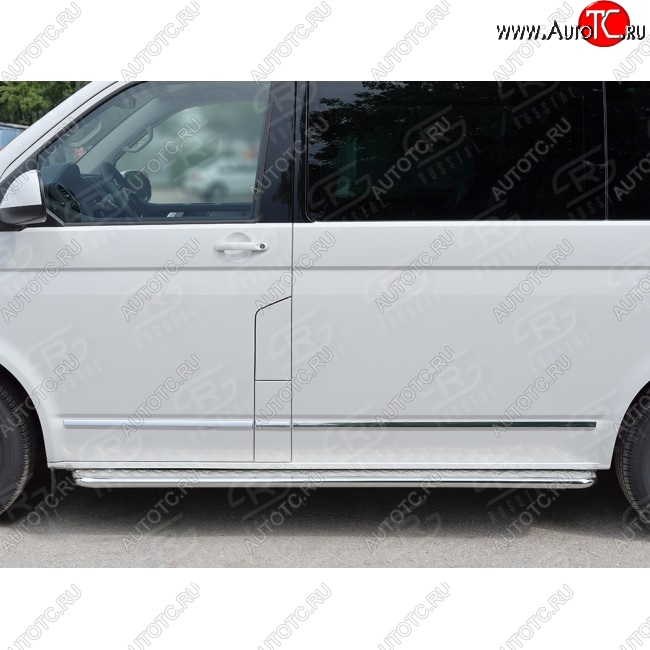 15 999 р. Правая широкая защита порогов SLITKOFF из круглой трубы d63 мм v2 Volkswagen Transporter T6 дорестайлинг (2015-2019)  с доставкой в г. Королёв