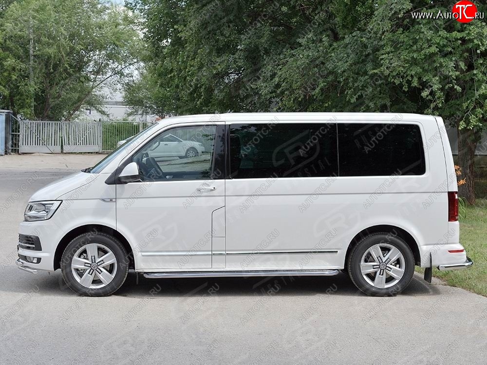 25 549 р. Правая защита порогов SLITKOFF из круглой трубы d63 мм v3 Volkswagen Multivan T6 дорестайлинг (2016-2019)  с доставкой в г. Королёв