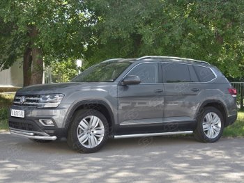 17 499 р. Защита переднего бампера (2 трубы Ø63 и 42 мм, нержавейка) SLITKOFF Volkswagen Teramont CA1 дорестайлинг (2016-2020)  с доставкой в г. Королёв. Увеличить фотографию 2