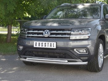 17 499 р. Защита переднего бампера (2 трубы Ø63 и 42 мм, нержавейка) SLITKOFF Volkswagen Teramont CA1 дорестайлинг (2016-2020)  с доставкой в г. Королёв. Увеличить фотографию 4