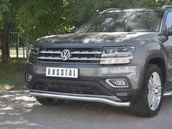 16 399 р. Защита переднего бампера (Ø63 мм волна, нержавейка) SLITKOFF  Volkswagen Teramont  CA1 (2016-2020) дорестайлинг  с доставкой в г. Королёв. Увеличить фотографию 4