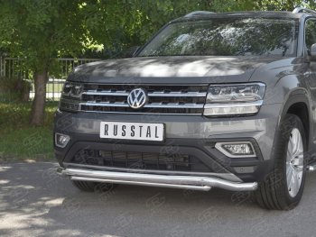 20 599 р. Защита переднего бампера (2 трубы Ø63 и 42 мм, нержавейка) SLITKOFF Volkswagen Teramont CA1 дорестайлинг (2016-2020)  с доставкой в г. Королёв. Увеличить фотографию 4