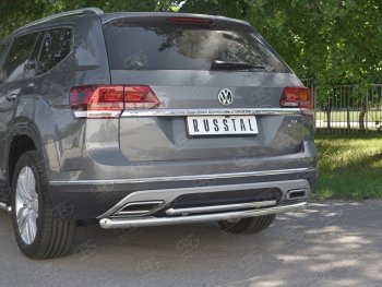 14 799 р. Защита заднего бампера (2 трубы Ø63 и 42 мм, нержавейка) SLITKOFF Volkswagen Teramont CA1 дорестайлинг (2016-2020)  с доставкой в г. Королёв. Увеличить фотографию 4