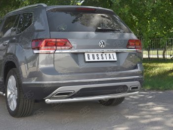 13 249 р. Защита заднего бампера (Ø63 мм, нержавейка) SLITKOFF Volkswagen Teramont CA1 дорестайлинг (2016-2020)  с доставкой в г. Королёв. Увеличить фотографию 4