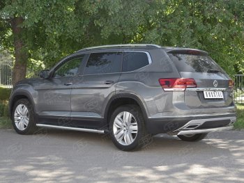 10 649 р. Защита заднего бампера (Ø75х42 мм, нержавейка) Russtal  Volkswagen Teramont  CA1 (2016-2020) дорестайлинг  с доставкой в г. Королёв. Увеличить фотографию 2