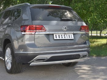 10 649 р. Защита заднего бампера (Ø75х42 мм, нержавейка) Russtal  Volkswagen Teramont  CA1 (2016-2020) дорестайлинг  с доставкой в г. Королёв. Увеличить фотографию 4