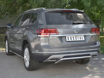 13 249 р. Защита заднего бампера (Ø42 мм волна, нержавейка) SLITKOFF Volkswagen Teramont CA1 дорестайлинг (2016-2020)  с доставкой в г. Королёв. Увеличить фотографию 4