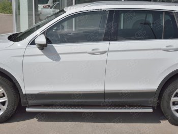 31 649 р. Пороги труба 120х60 овал с проступью Russtal Volkswagen Tiguan Mk2 дорестайлинг (2016-2020)  с доставкой в г. Королёв. Увеличить фотографию 2