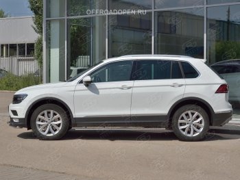 20 749 р. Пороги труба 75х42 овал с проступью Russtal Volkswagen Tiguan Mk2 дорестайлинг (2016-2020)  с доставкой в г. Королёв. Увеличить фотографию 4